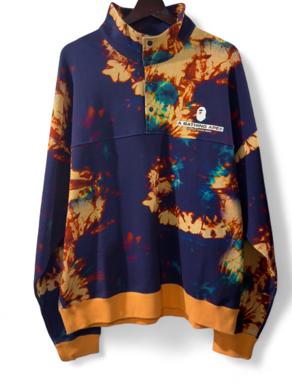A Bathing Ape BAPE Tie-Dye Quarter-Snap Pullover Size Men’s Large (NWT)